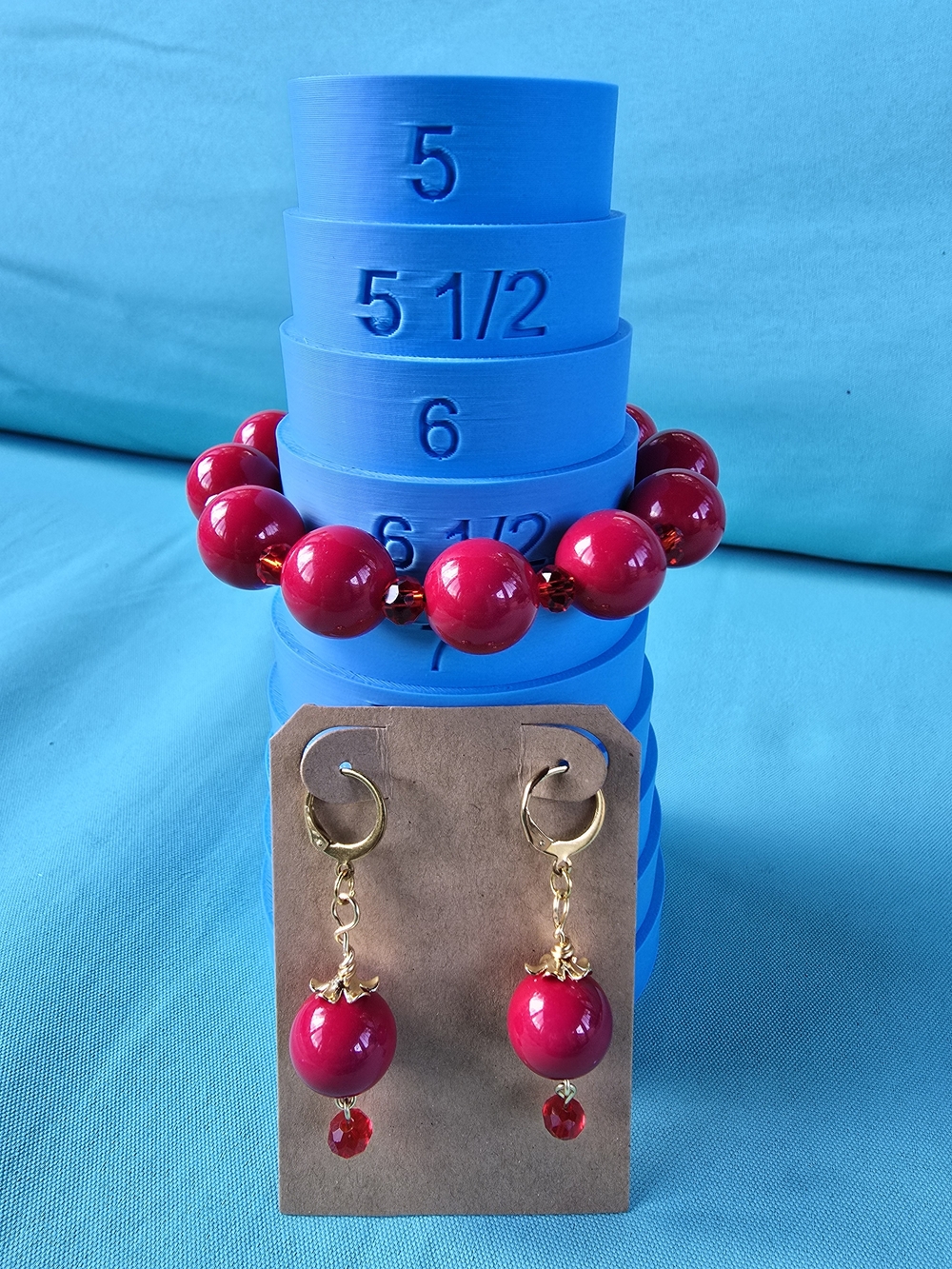 Beaded Necklace & Earrings Set - Handmade - Picture 2 of 2